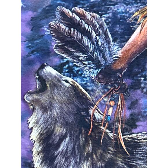 Purple Tie Dye Wildlife Native Girl Eagle Moon Tshirt - Picture 6 of 8